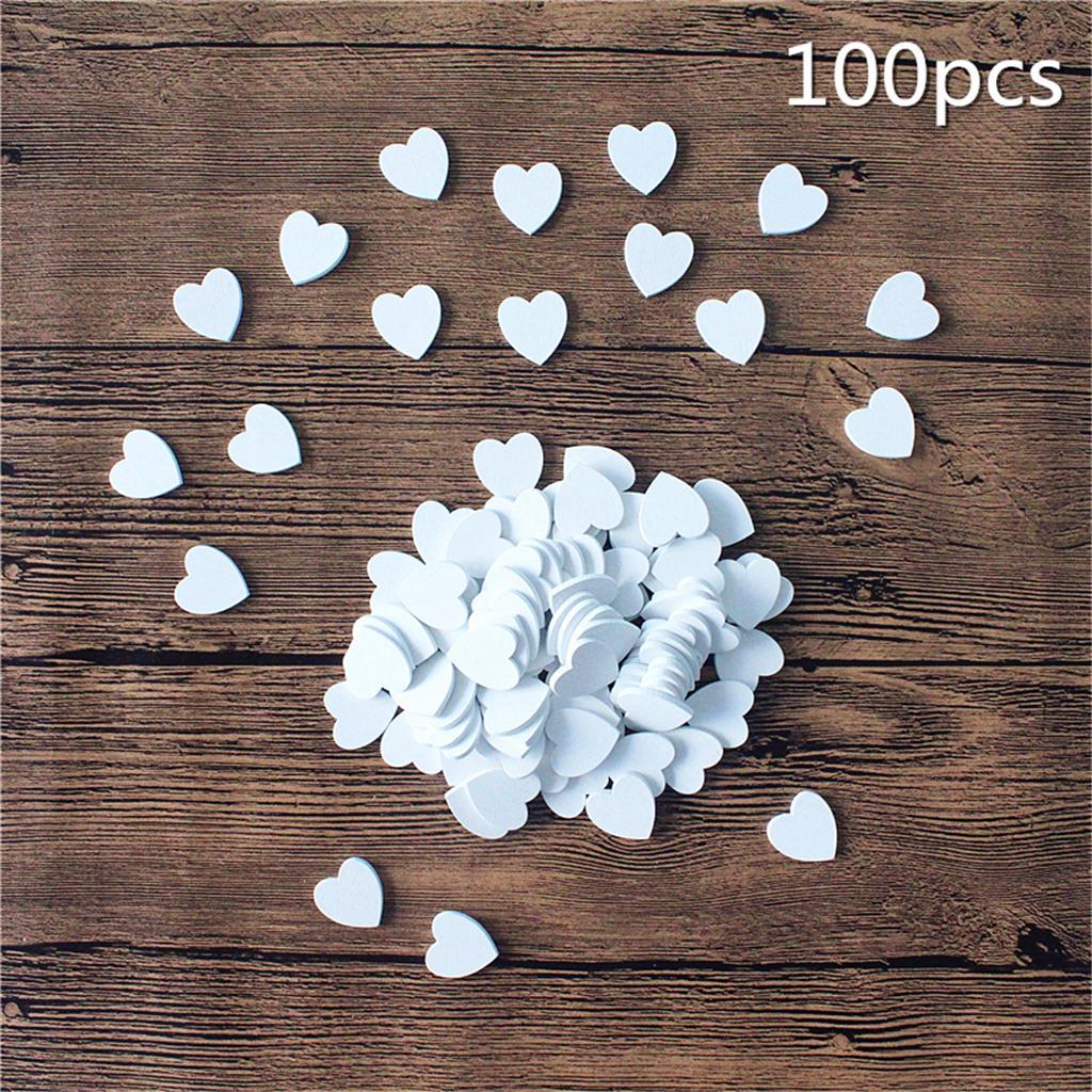 3-7pack 100 Pieces White Wooden Love Heart Shapes Craft Wood Embellishments