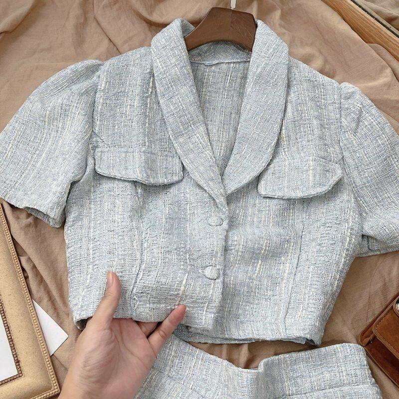 SET ÁO DẠ CROPTOP VÀ CHÂN VÁY ĐUÔI CÁ
