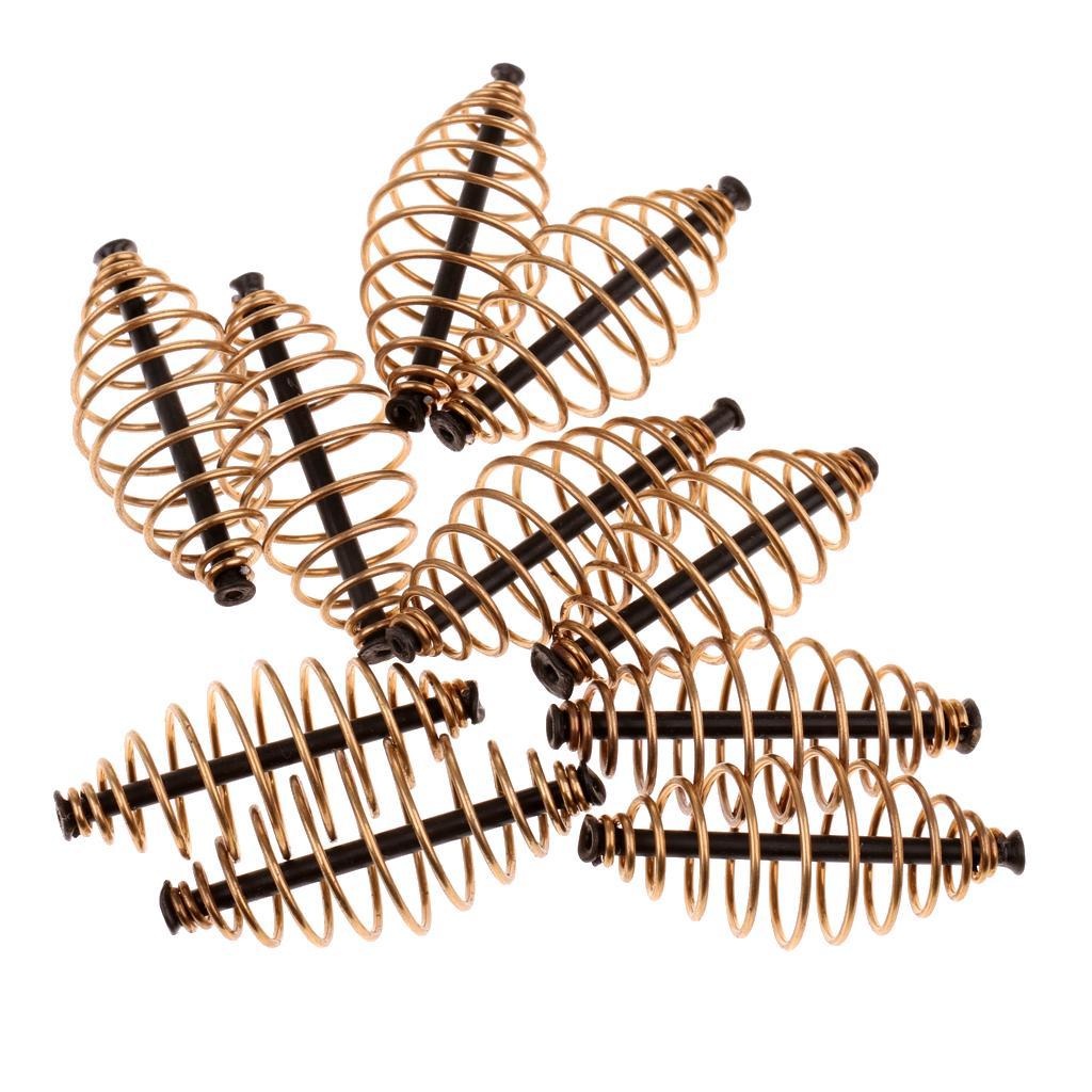 10pcs Carp Spring Inline Fishing Feeder Coarse Fishing Tackle Baits Cage
