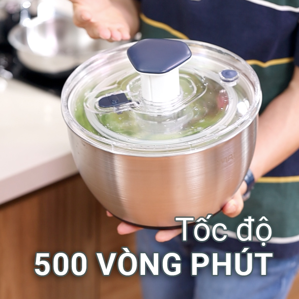 [Chính hãng iMAT] Rổ Quay Vắt Rau IMAT Tách Nước Nhanh, Dễ Dùng, Chất Liệu Inox 304, Nhựa PP Cao Cấp