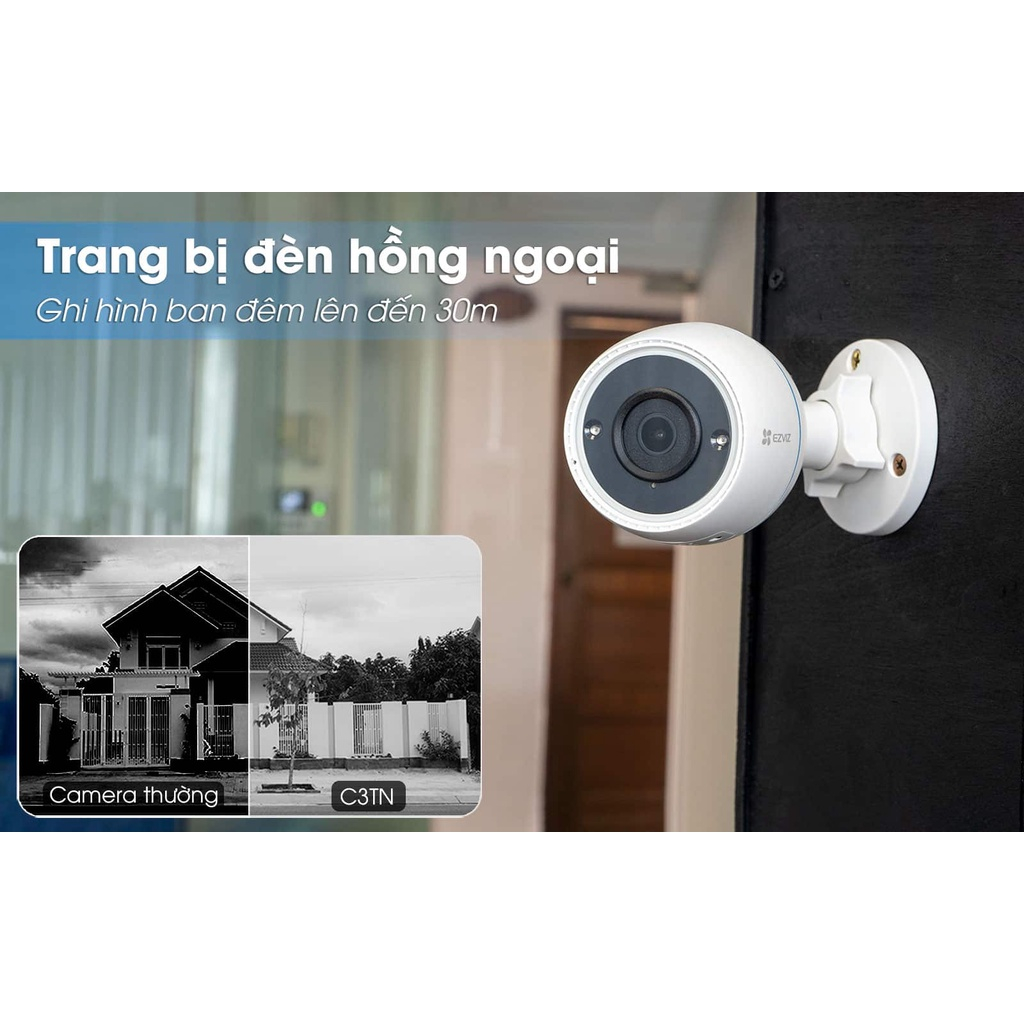 Camera Wifi Không Dây IP C3TN 3MP, Camera Ngoài Trời, Màu Đêm, Đàm Thoại 2 Chiều, Đèn Và Còi