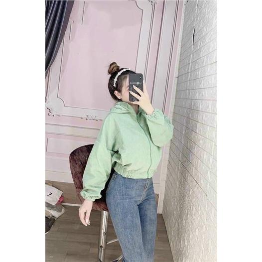 Áo khoác lửng croptop kaki nhung gân tay phồng unisex ulzzang nam nữ AK836
