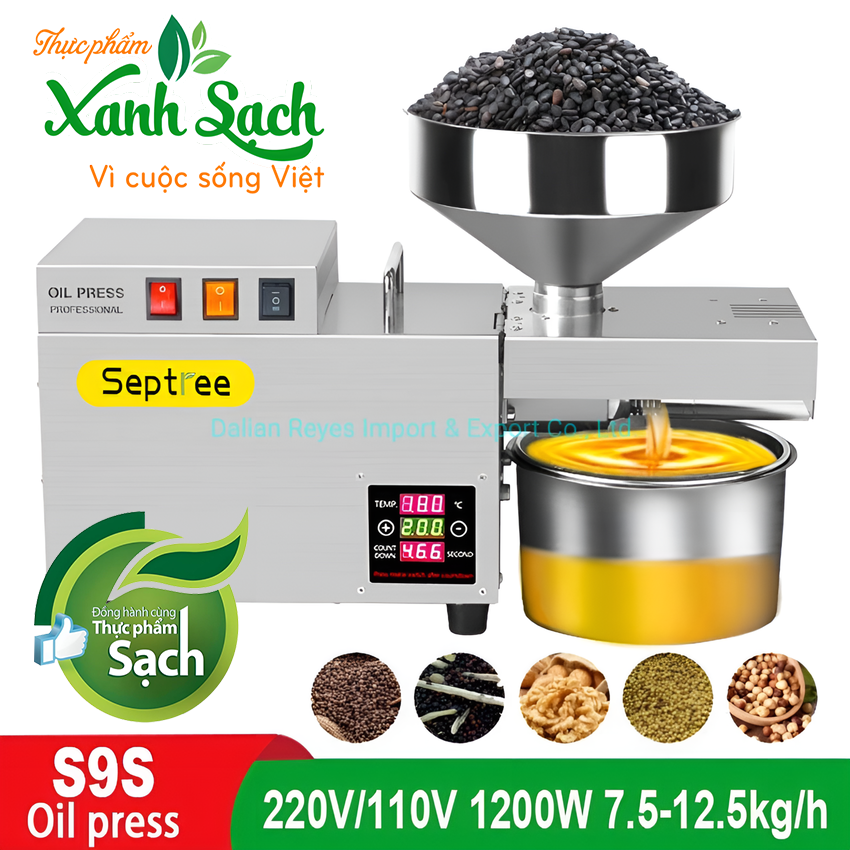 Máy ép dầu thực vật NÓNG LẠNH công nghiệp, dùng trong gia đình, nhà hàng, khách sạn thương hiệu Mỹ cao cấp Septree S9S - Hàng nhập khẩu