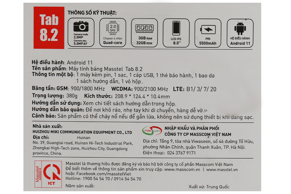 Máy tính bảng Masstel Tab 8.1 (3GB/32GB) - Hàng chính hãng - Đã kích hoạt bảo hành điện tử
