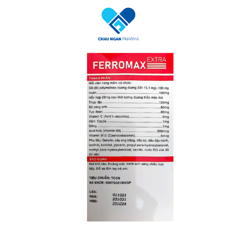 Viên uống bổ máu Ferromax Extra Vinaphar 4 mắt bổ sung Sắt, Acid Folic cho người thiếu máu - Hộp 100 viên