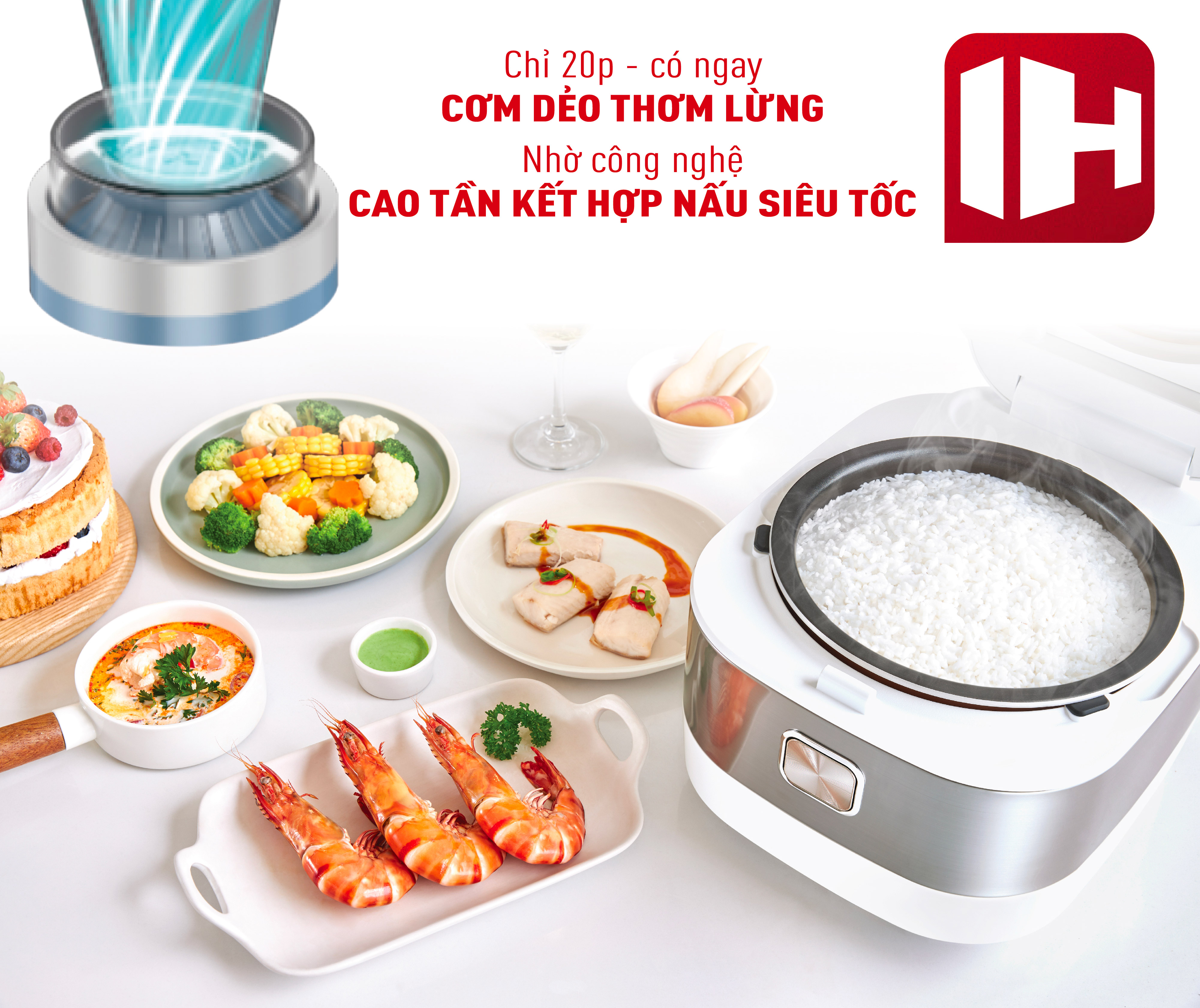 Combo Nồi cơm điện tử cao tần Tefal 1.5L RK762168 &amp; Bộ 2 Chảo chiên Tefal Day By Day 24-28 - Hàng chính hãng