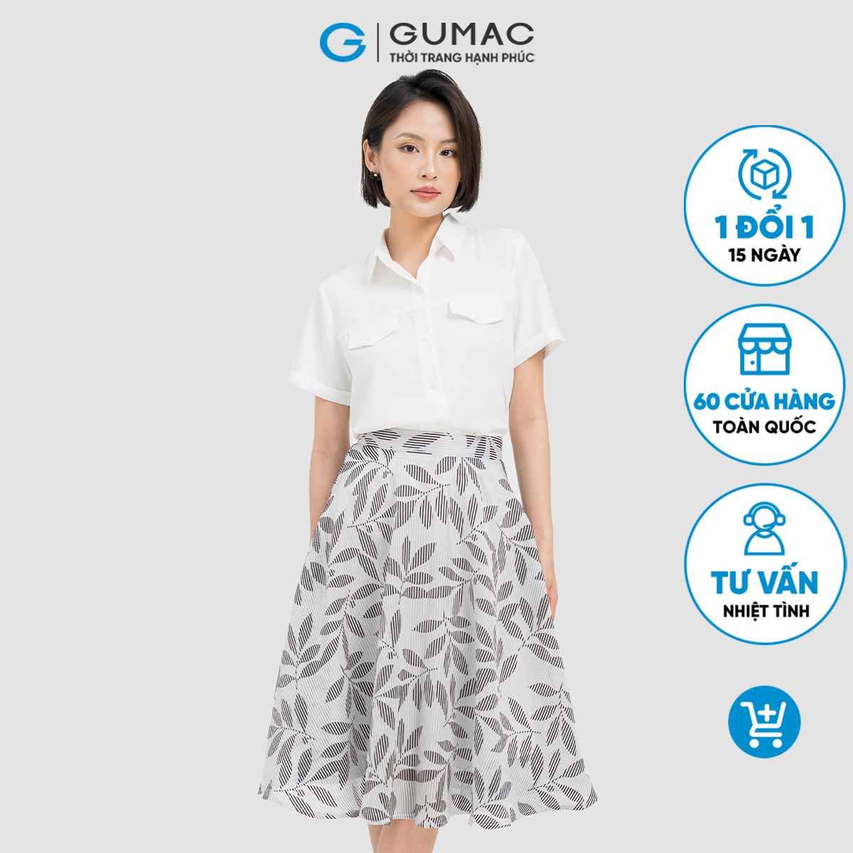 Chân váy xòe họa tiết Gumac VD04009