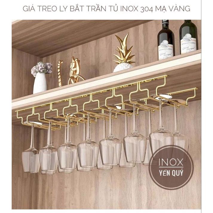 INOX 304 GIÁ KỆ TREO LY SÂU 28CM 3/4/5/6/7/8 HÀNG INOX 304 MẠ VÀNG SÁNG BÓNG CHỐNG HOEN RỈ