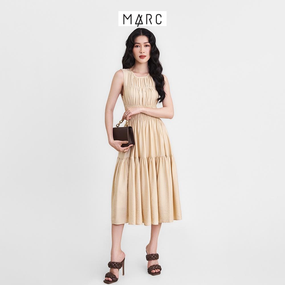 Đầm nữ MARC FASHION midi sát nách rút nhún ngực thun eo FAVH039722
