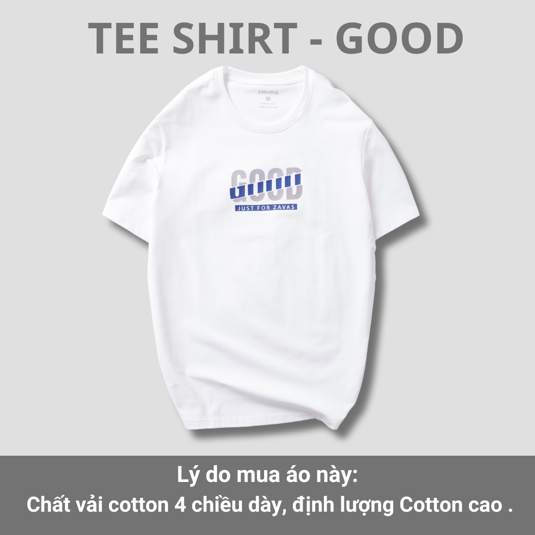 Áo thun nam cổ tròn GOOD chất vải cotton 4 chiều xuất xịn, mát mẻ, dày mịn sang trọng - ZAVAS