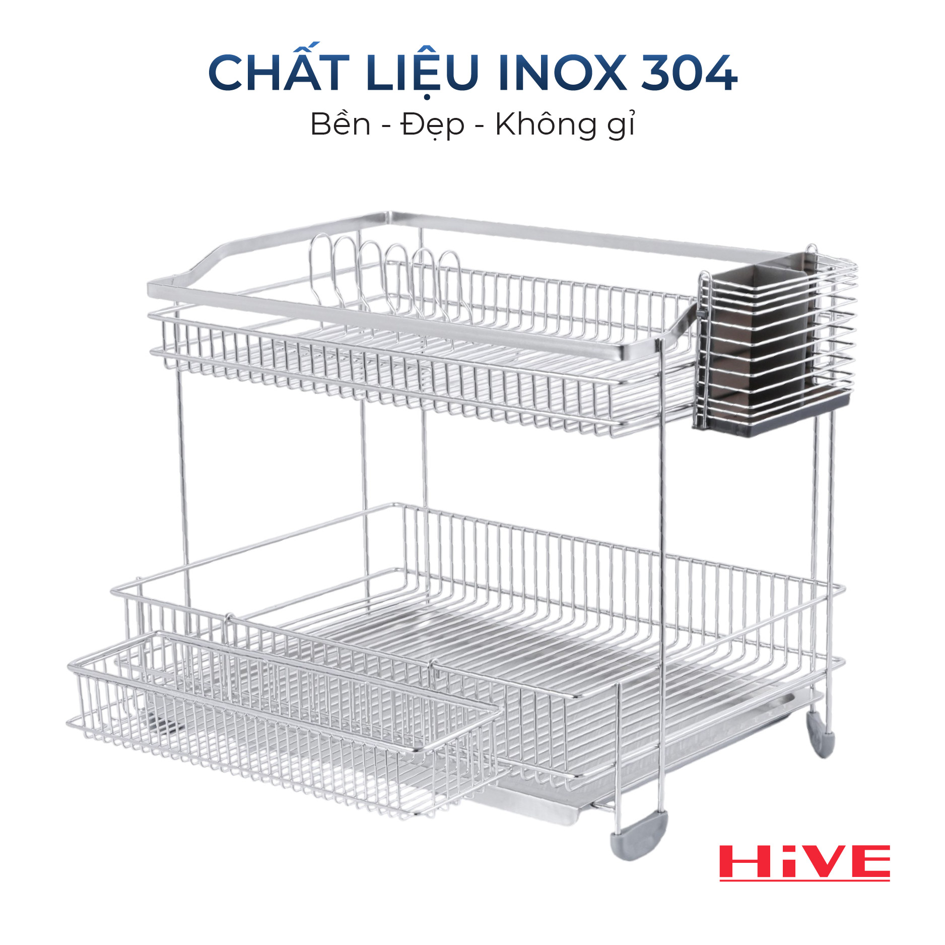GIÁ ÚP CHÉN BÁT HiVE NOB 2 TẦNG INOX 304 THANH LA CAO CẤP