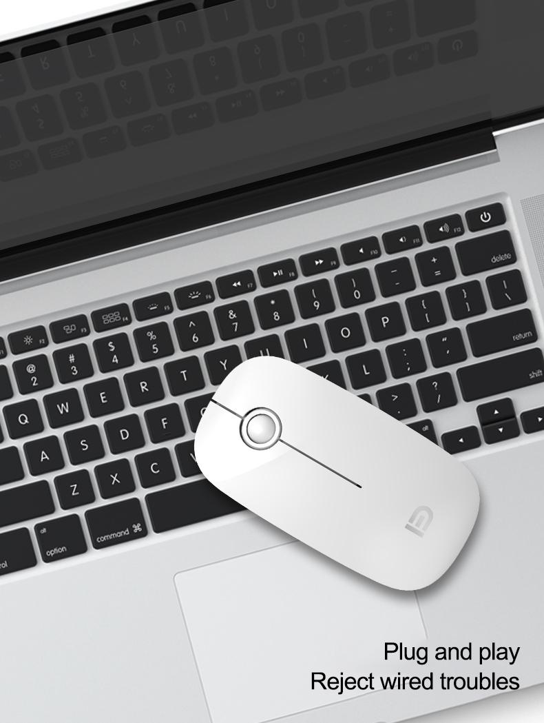 Wireless Bluetooth PC Mute Mouse Ultra-thin Ergonomic 2.4Ghz USB Optical For Notebook