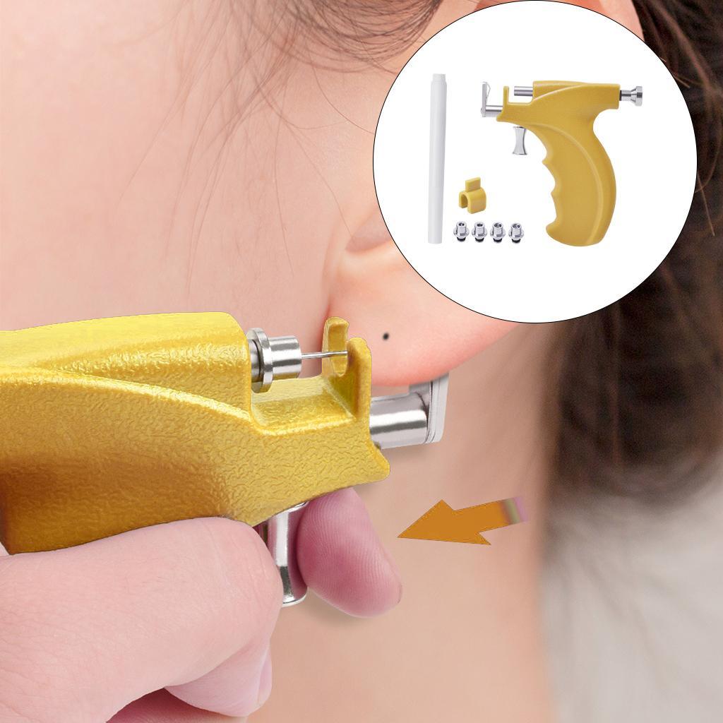 Ear Piercing Tool Kit Stainless Steel Ears Piercer Machine Home Use Yellow
