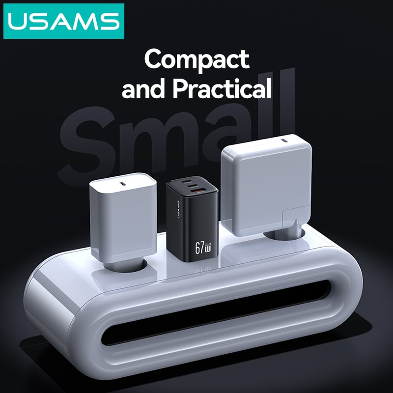 Củ Sạc Nhanh 67W 2C+A USAMS CC272 (GaN Charger, 3 Port, CC272 chân dẹp) Hàng Chính Hãng