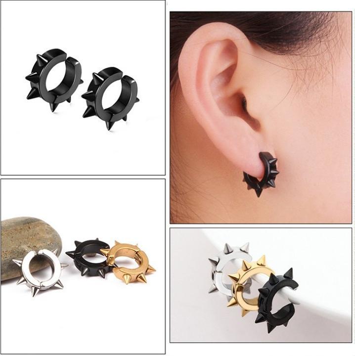 Bông Tai Nam Đinh Nhọn Loại Kẹp Ko Cần Bấm Lỗ Tai Chất Liệu Thép Titan Ko Đen Ko Dị Ứng TT 1699 - 1 Cặp