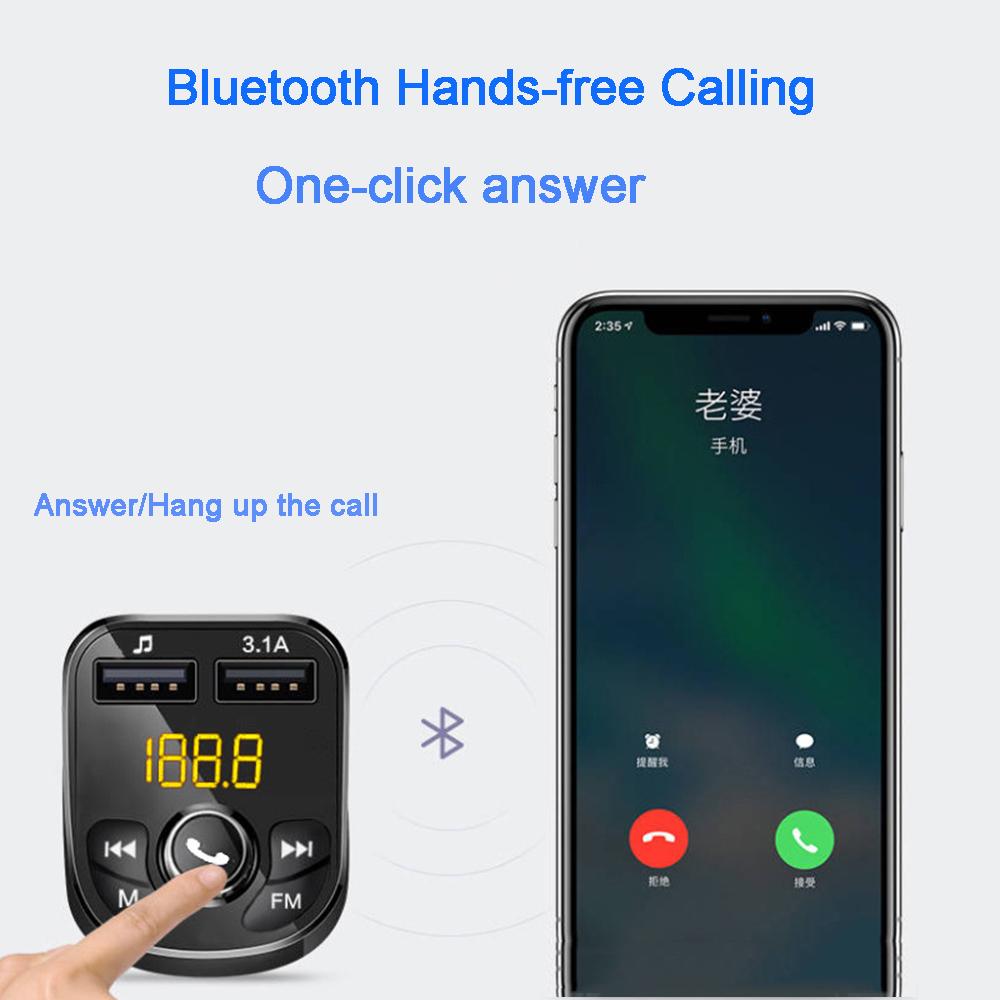 Bộ phát xe FM FM tương thích Bluetooth MP3 Người chơi MP3 Người chơi không dây Bộ thu âm thanh Dual Dual USB Sạc nhanh 3.1A