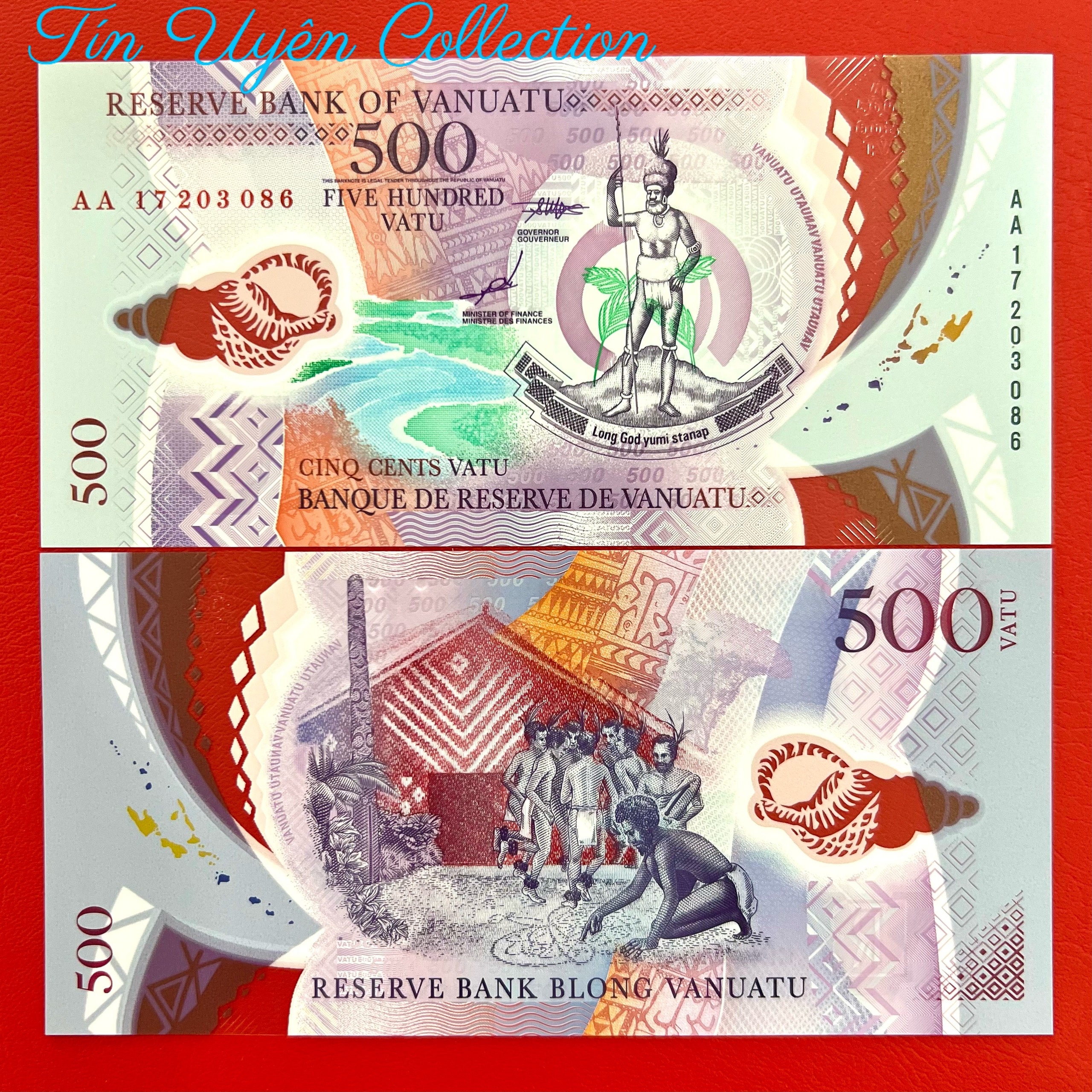 Tờ Tiền Vanuatu 500 Vatu Polymer phát hành năm 2017 mới 100%