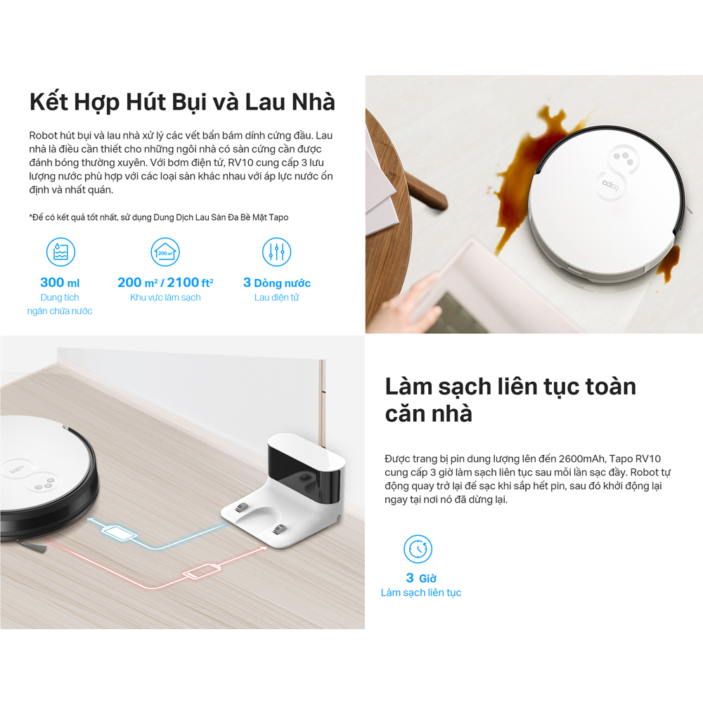 Robot Hút Bụi Và Lau Nhà TP-Link Tapo RV10 - Hàng Chính Hãng