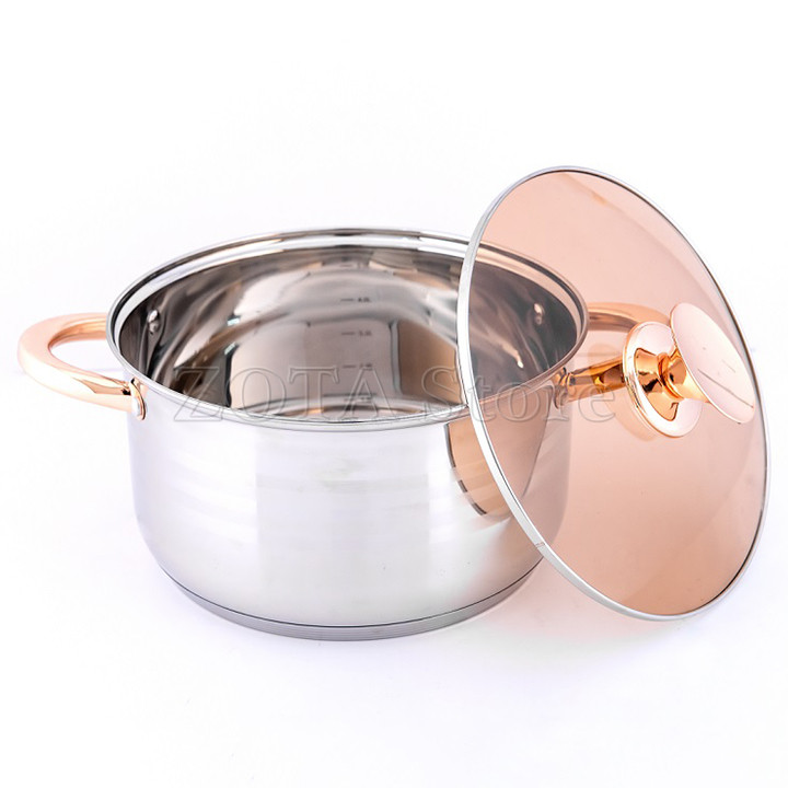 Bộ Nồi Đức 6 Món 12 chi tiết - Bộ Nồi Inox 5 Đáy Dùng Cho Mọi Loại Bếp
