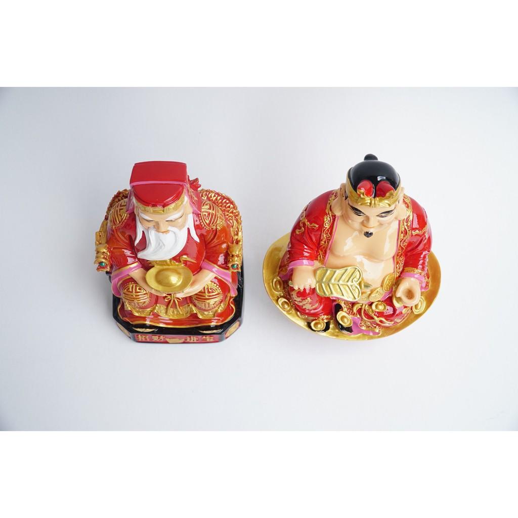 Tượng Thần Tài Thổ Địa đẹp sơn đỏ chiêu tài hút lộc - Cao 18cm - Đặc nguyên khối,nặng