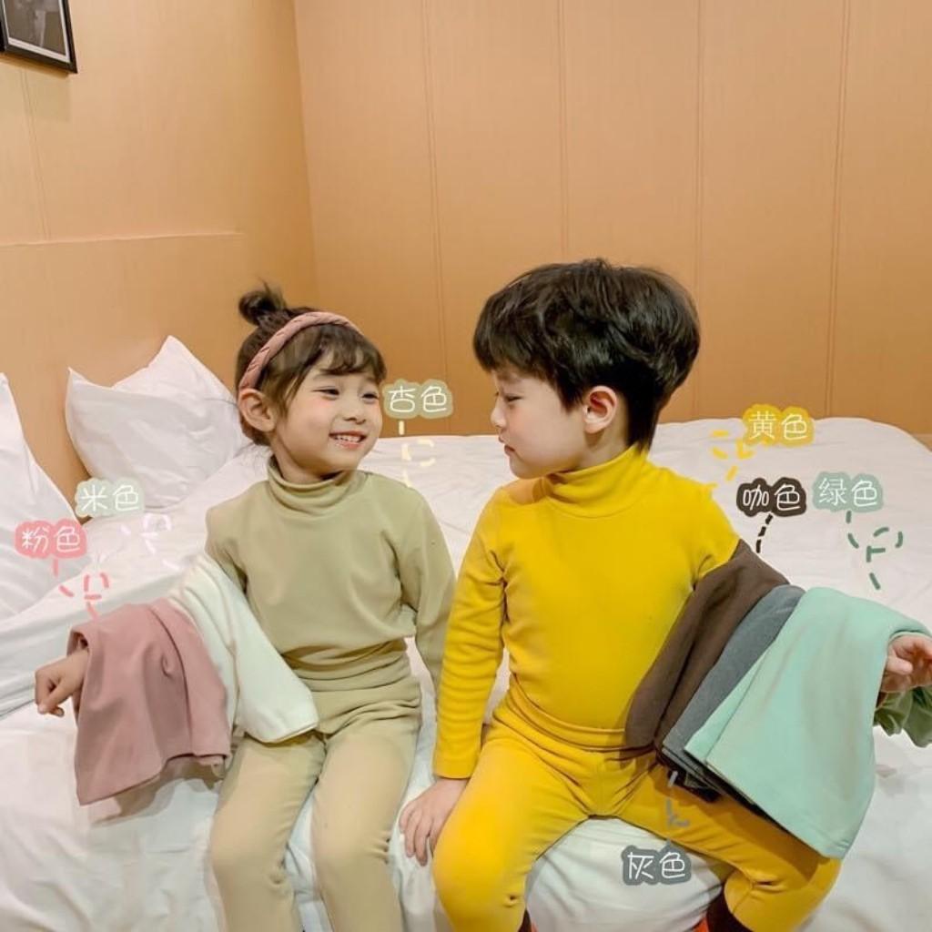 Bộ Cổ 3 Phân Cho Bé Bộ Thu Đông Dài Tay Cho Bé Trai Bé Gái Thiết kế Cổ Cao Giữ Ấm Tốt Cho Bé Khi Ngủ