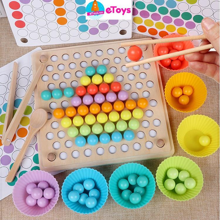 Đồ chơi thông minh Montessori gắp hạt kèm bát kích thích sáng tạo, đồ chơi phát triển trí tuệ
