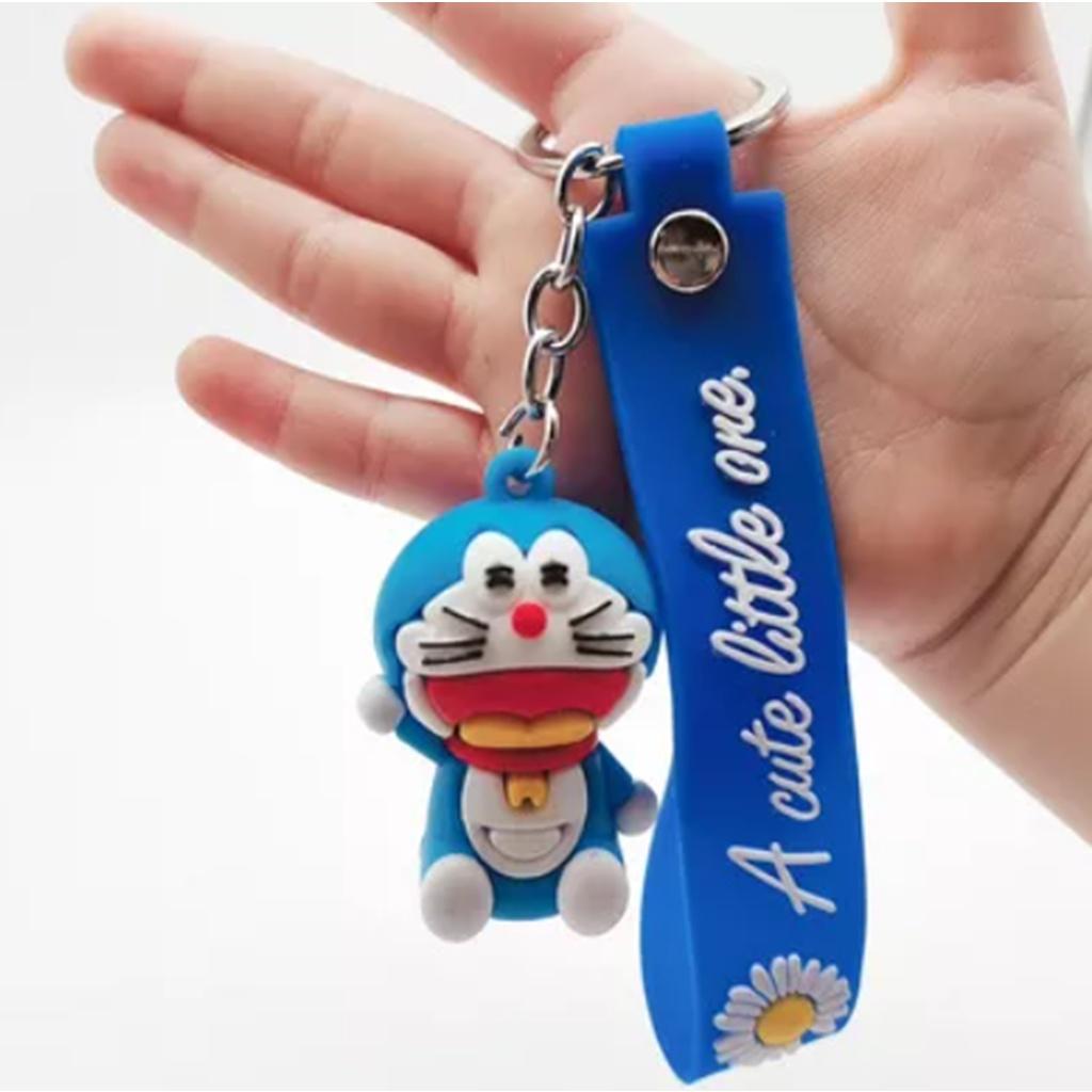 Móc Khóa chú Mèo Máy Doraemon màu xanh với phao màu hồng họat hình Anime dễ thương loại nhỏ