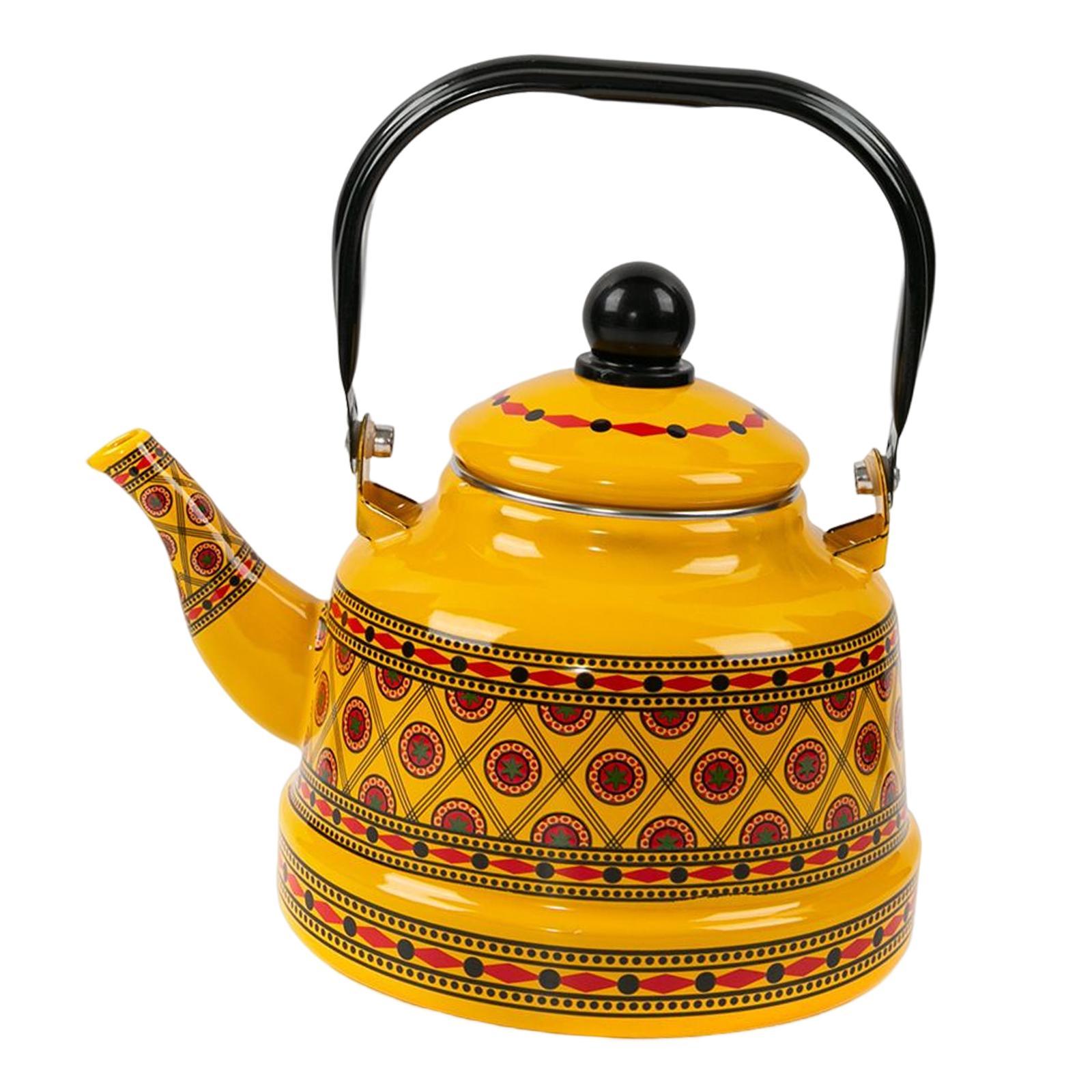 Large 2.5L Enameled Tea Kettle Tea Pot Tableware for Picnic