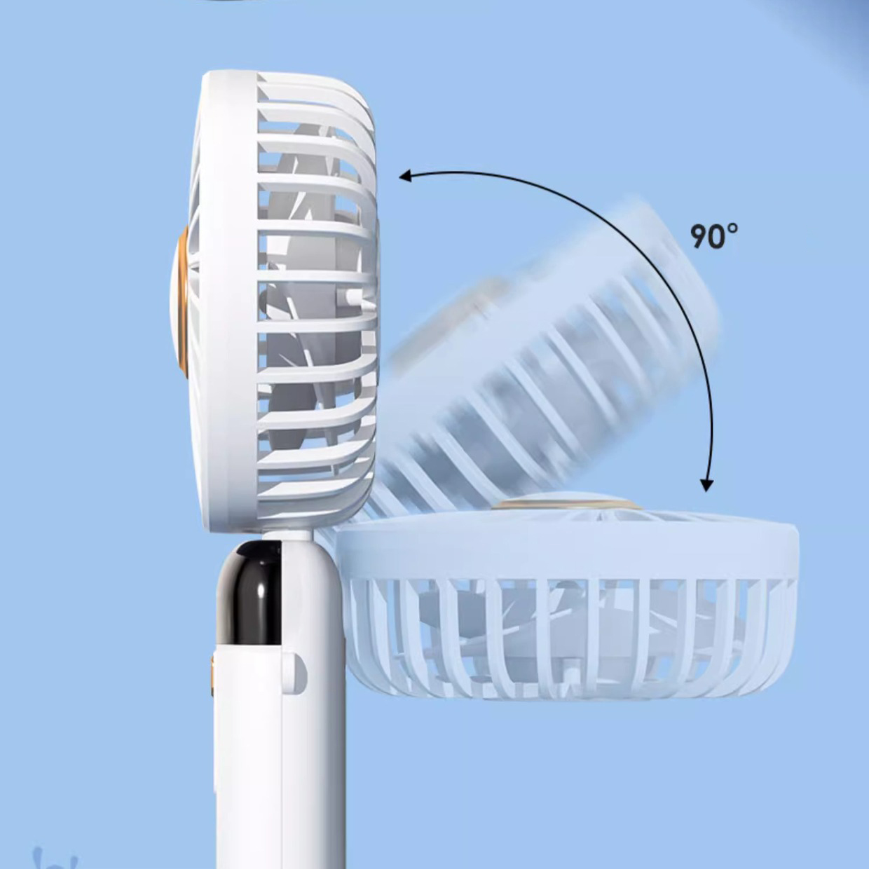 Quạt Cầm Tay Mini Sạc Pin Tích Điện 5 Cấp Độ Gió Gấp Gọn Dung Lượng Pin Cao Có Màn Hình Hiện Thị % Pin Và Cấp Độ Gió Kèm Đế Để Điện Thoại Và Dây Đeo Cổ- Giao Màu Ngẫu Nhiên Hàng Nhập Khẩu