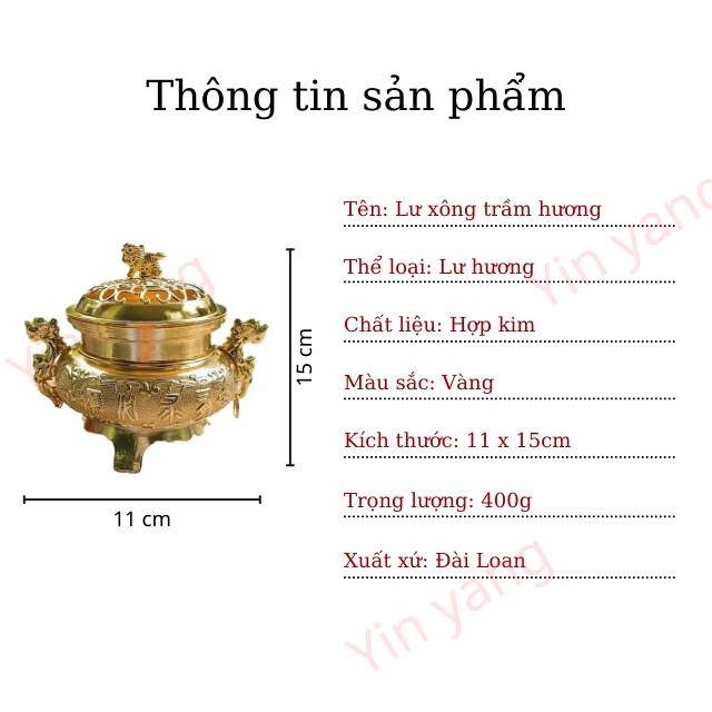 Lư Xông Trầm Hương Hình Rồng Vàng- Lò Đốt Trầm Cao Cấp cao cấp, chất lượng