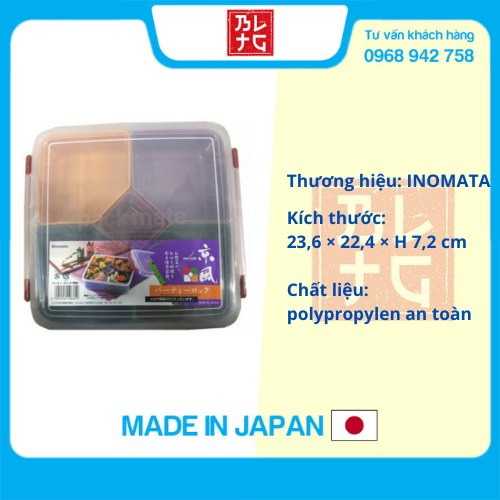 Hộp nhựa đựng thực phẩm 5 ngăn Inomata (Nắp đỏ) - Nội địa Nhật Bản