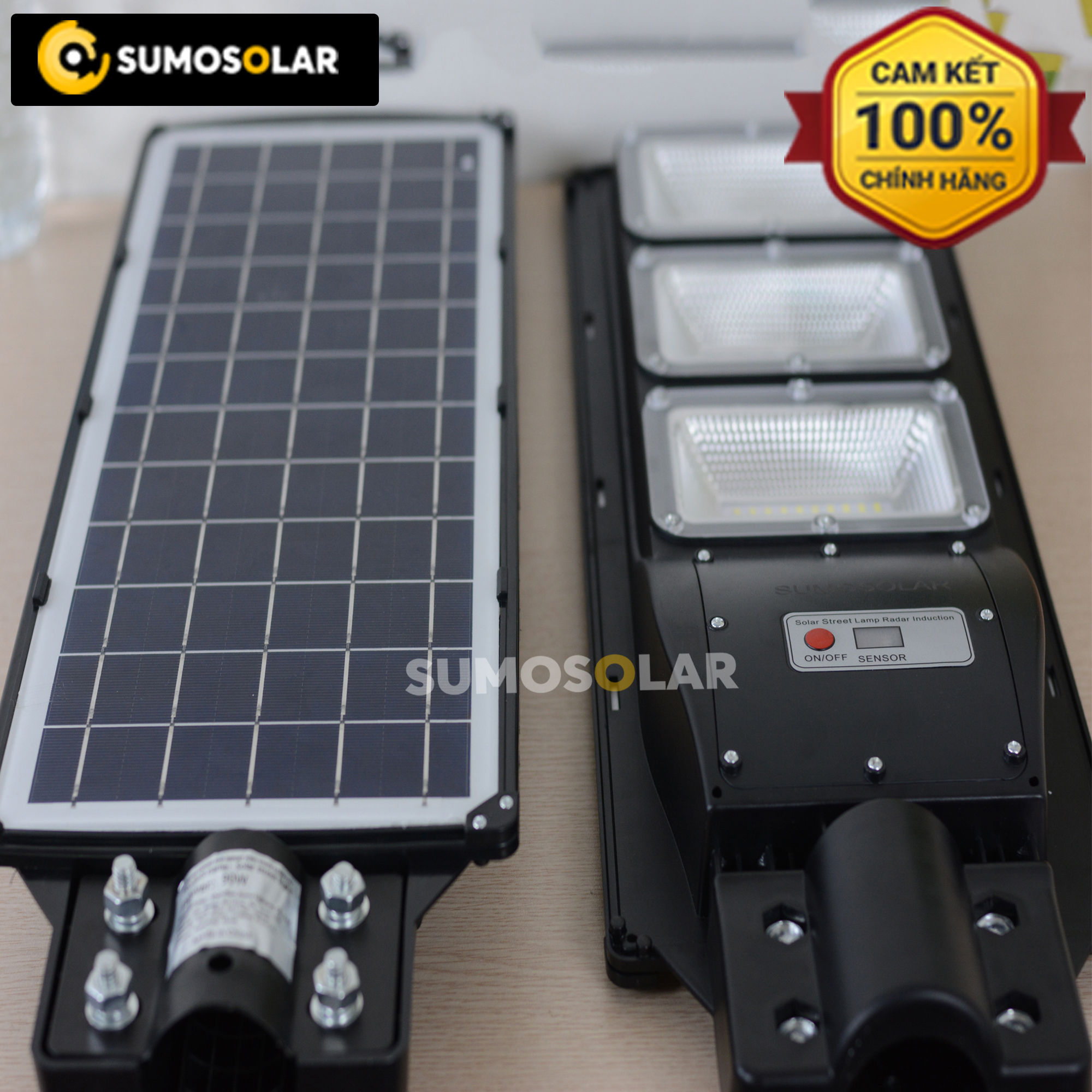 [CHÍNH HÃNG] Đèn LED năng lượng mặt trời pin liền 90W Sumosolar - NT08