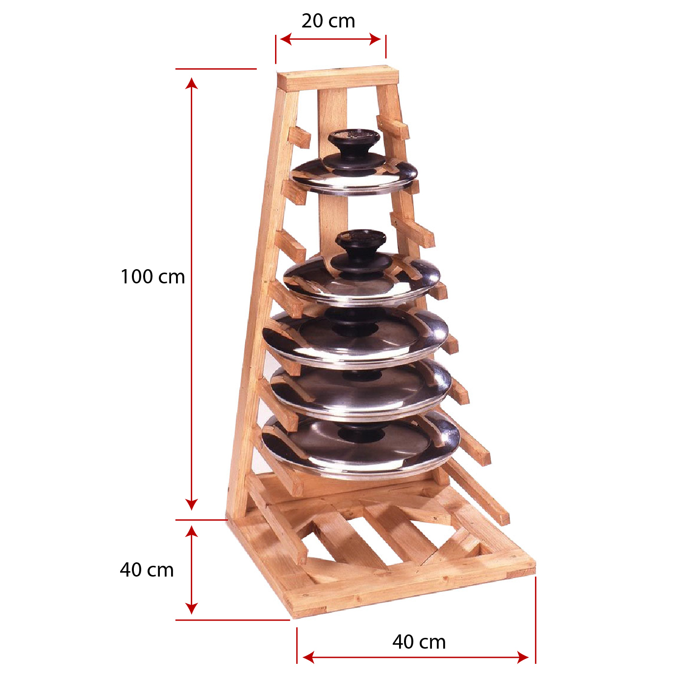 Kệ đựng nồi chảo gỗ tự nhiên chống mối mọt, không sơn, an toàn sức khỏe, trợ giúp nhà bếp gọn gàng