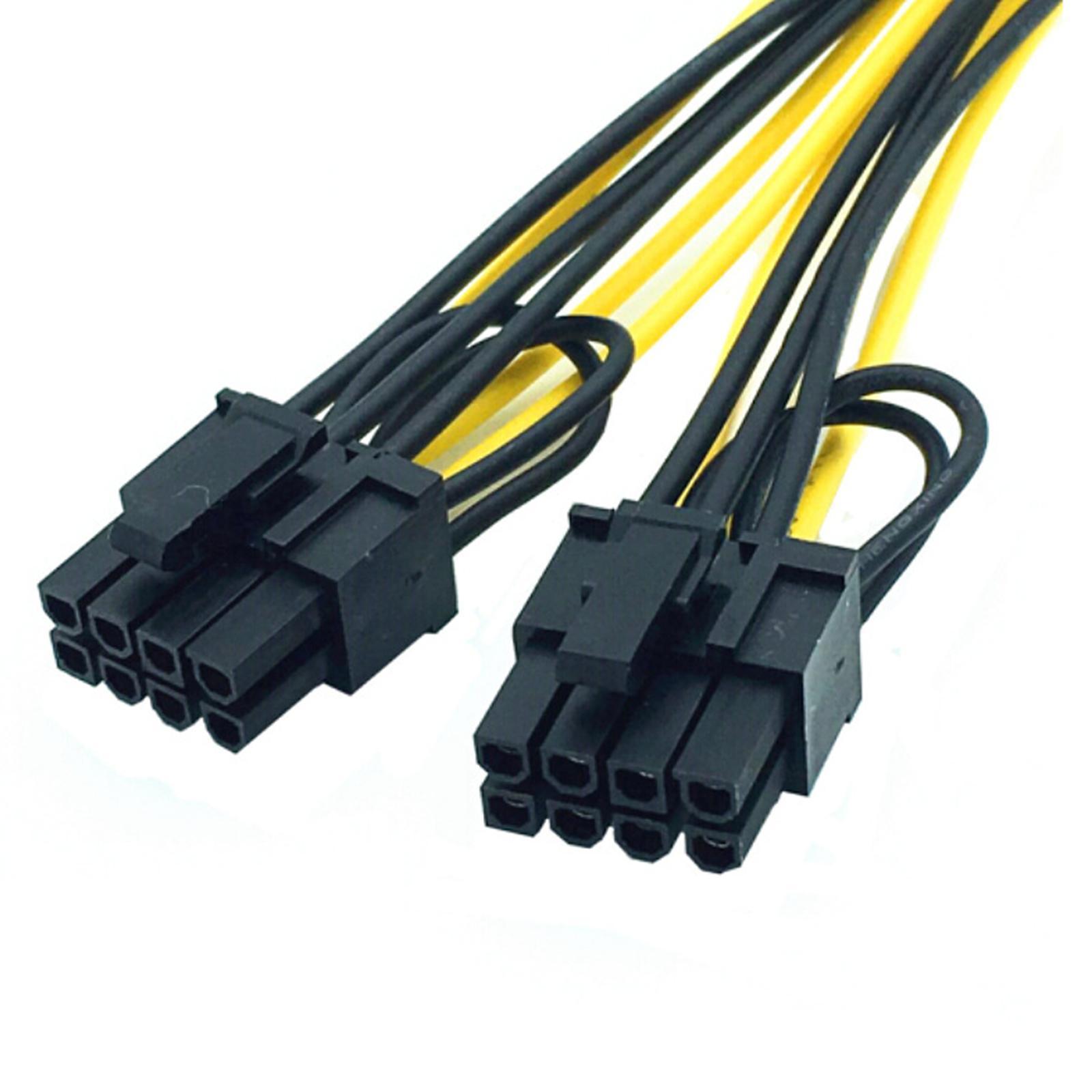 10Pieces 22cm 6Pin 8Pin Pci-E Power Cable, 6-Pin to Dual 8-Pin Yellow Plastic Riser Power Cable ,PCI Express Cable for Video Card GPU Graphics Card PC