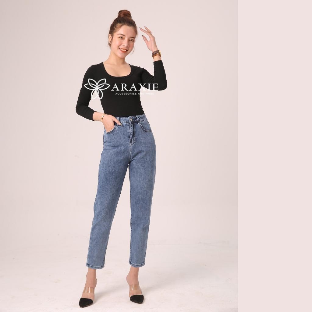 Quần jeans baggy nữ màu xanh nhạt co giãn 4 chiều JABG02