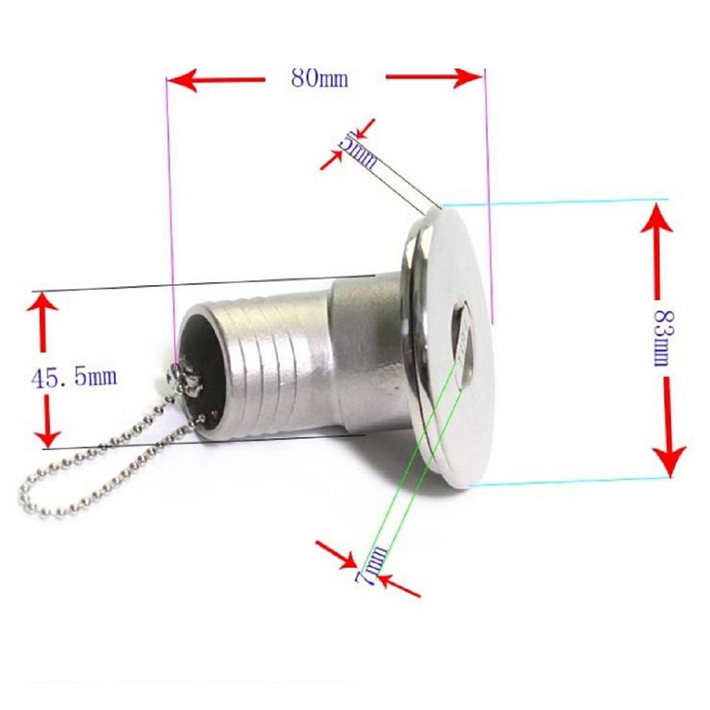38mm  316 STAINLESS STEEL FUEL BOAT DECK FILLER -Petrol Hose Deck Fill