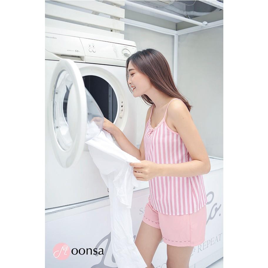 Bộ Ngủ 2 Dây Hồng Sọc