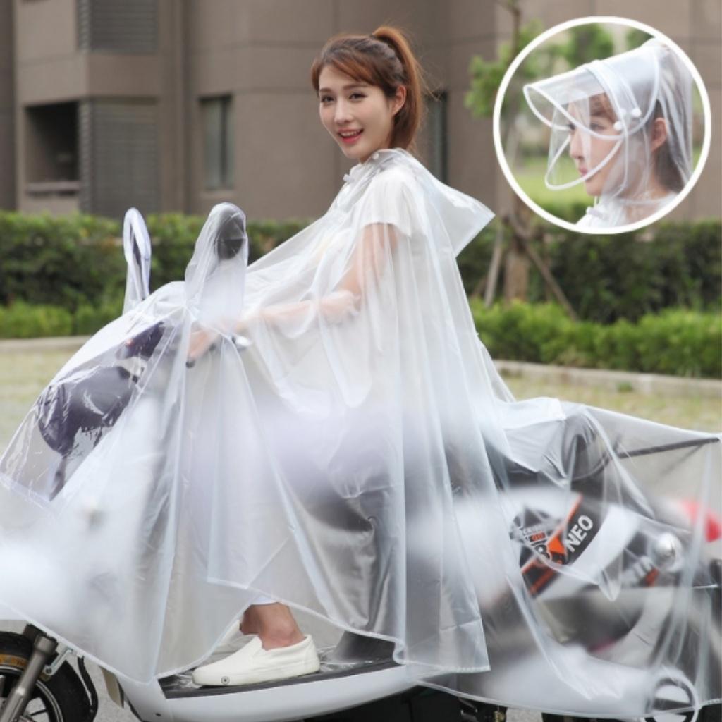 Áo mưa trong suốt 2 đầu-1 đầu có kính che mặt, Áo mưa Hàn Quốc có kèm chụp gương dài rộng, chất liệu dày dặn siêu bền