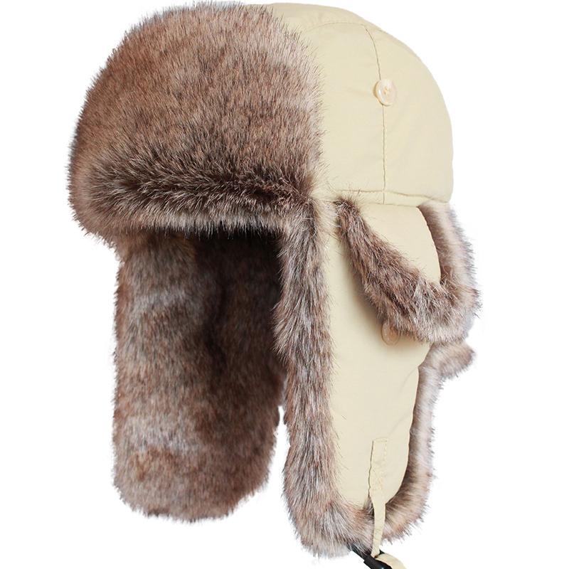 Unisex Giữ Ấm Mùa Đông Nga Nón Lông Thú Giả Bẫy Bắt Mũ dành cho Nam Nữ Chống Gió Máy Bay Ném Bom Nón Ushanka Tai Vạt