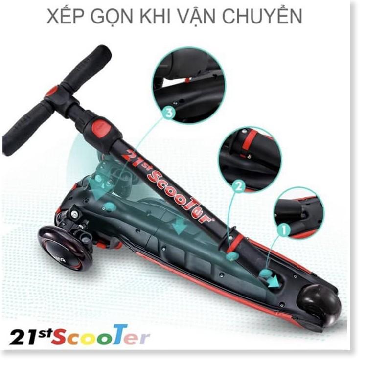 Xe trượt scooter 21st có giảm xóc, 3 bánh phát sáng cao cấp cho bé Tặng kèm 7 món bảo vệ cho bé - Gia Dụng SG