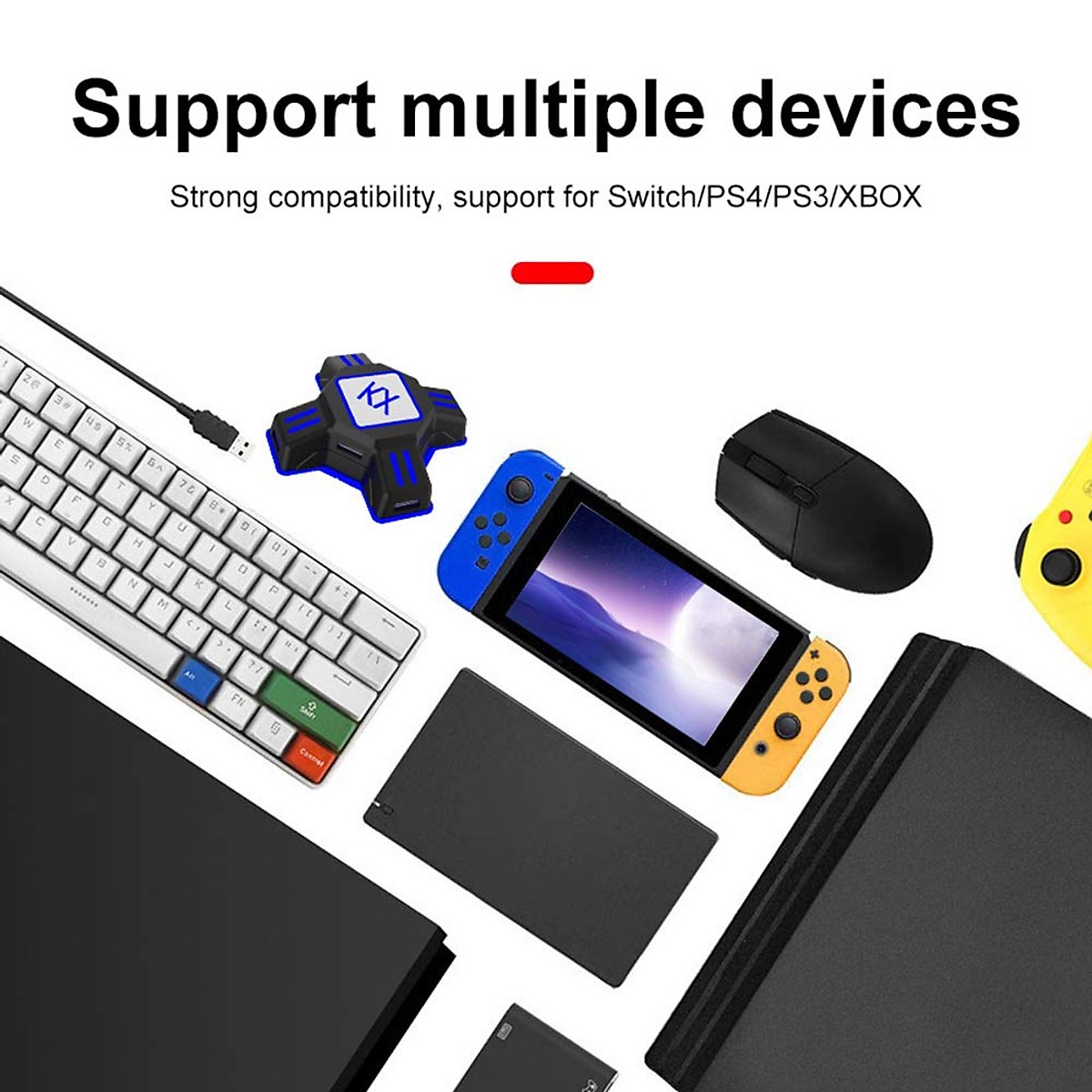 Bộ chuyển đổi bộ điều khiển trò chơi USB VINETTEAM KX Bộ chuyển đổi chuột Bàn phím cho Switch / Xbox / Ps4 / Ps3 - Đen- Hàng Nhập Khẩu