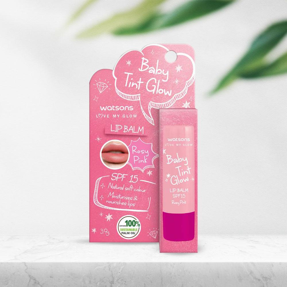 Son Dưỡng Có Màu Watsons Baby Tint Glow Rosy Pink SPF15 3.9g