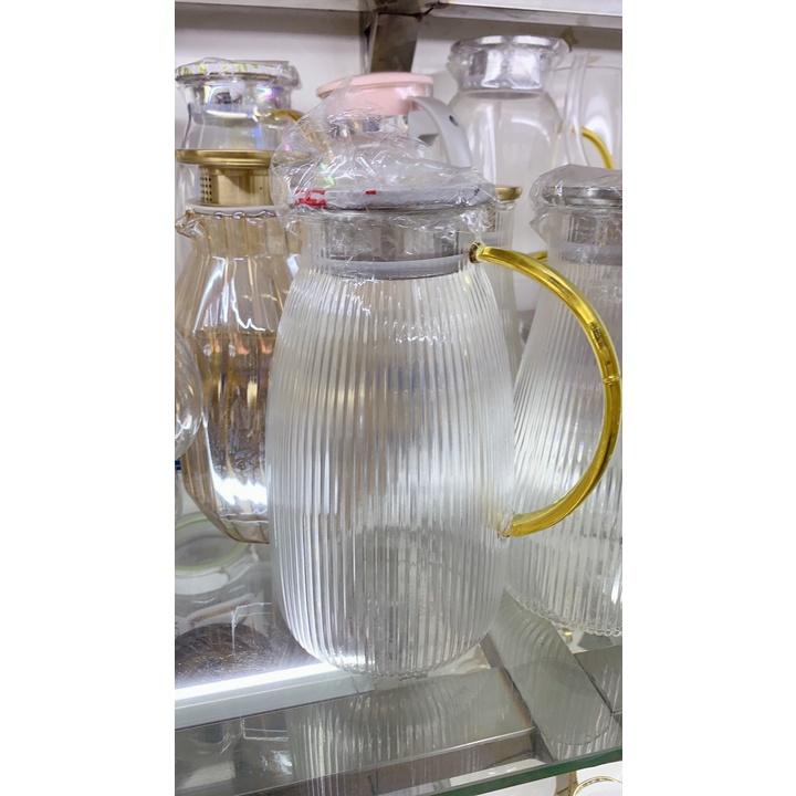 Bình đựng nước uống thủy tinh chịu nhiệt lên tới 400 độ c vân tăm cao cấp 1800ml