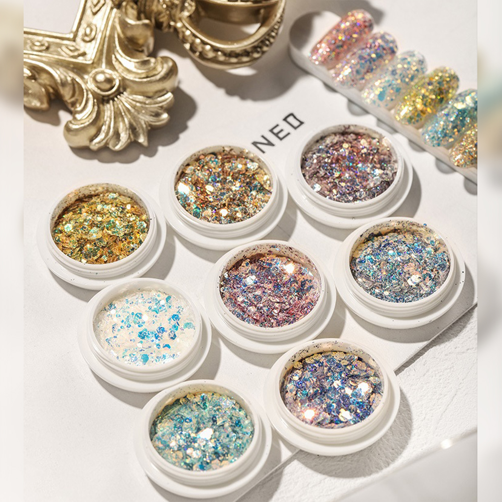 Set Nhũ Nail Lẫn 8 Màu Trang Trí Móng, Màu Sắc Nổi Bật, Thiết Kế Mẫu Hiệu Ứng Ánh Sáng Ấn Tượng, Thu Hút, Dễ Sử Dụng, Độ Bền Cao