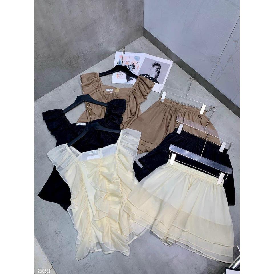 SET ĐI CHƠI, SET 2 MÓN, ÁO TƠ TUA RUA TAY CÁNH TIÊN PHỐI QUẦN ĐÙI CỰC XINH