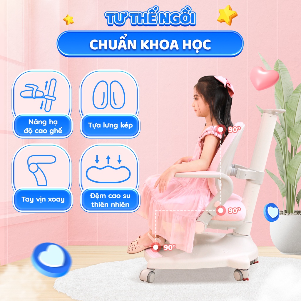 Bàn học cho bé thông minh Chilux Smart V cao cấp, chống gù, chống cận, tích hợp đèn chiếu sáng, đồng hồ báo giờ