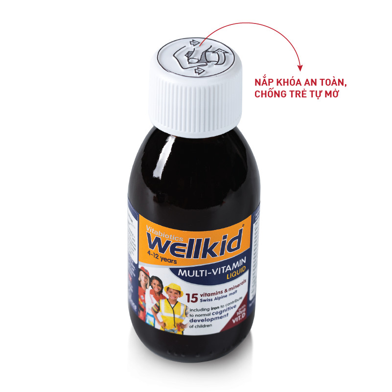 Thực phẩm bảo vệ sức khỏe WELLKID Multi-Vitamin Liquid – Hỗ trợ Nâng cao sức đề kháng - HÀNG CHÍNH HÃNG - CÓ TEM CHÍNH HÃNG - Chai 150 ml - KÈM QUÀ TẶNG