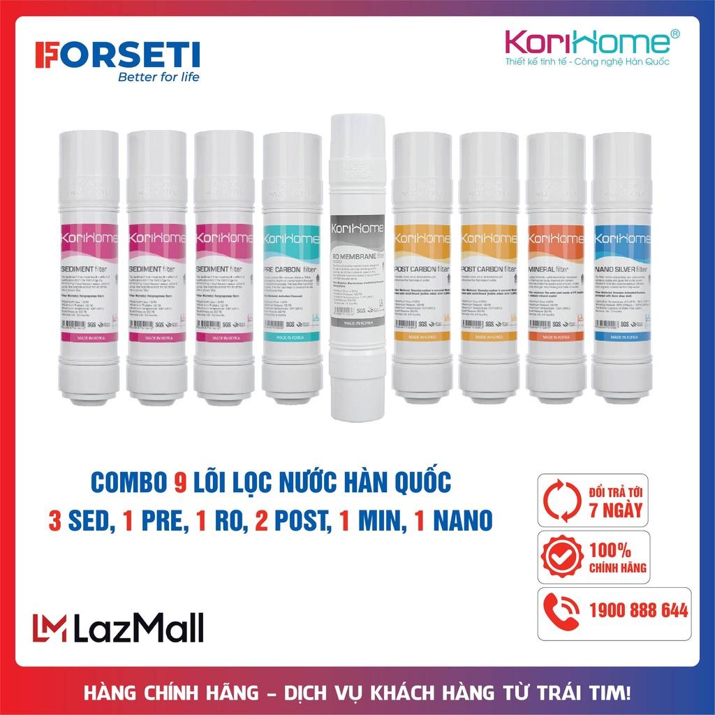 Combo 9 lõi lọc nước Korihome Hàng chính hãng dùng cho máy lọc nước Korihome K Book K91