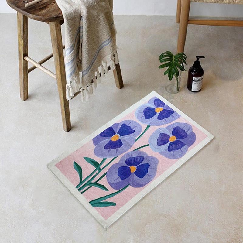 Flower Door Mat Non-slip Bathroom Floor Mat Soft Bedroom Carpet Water Absorbent Rugs