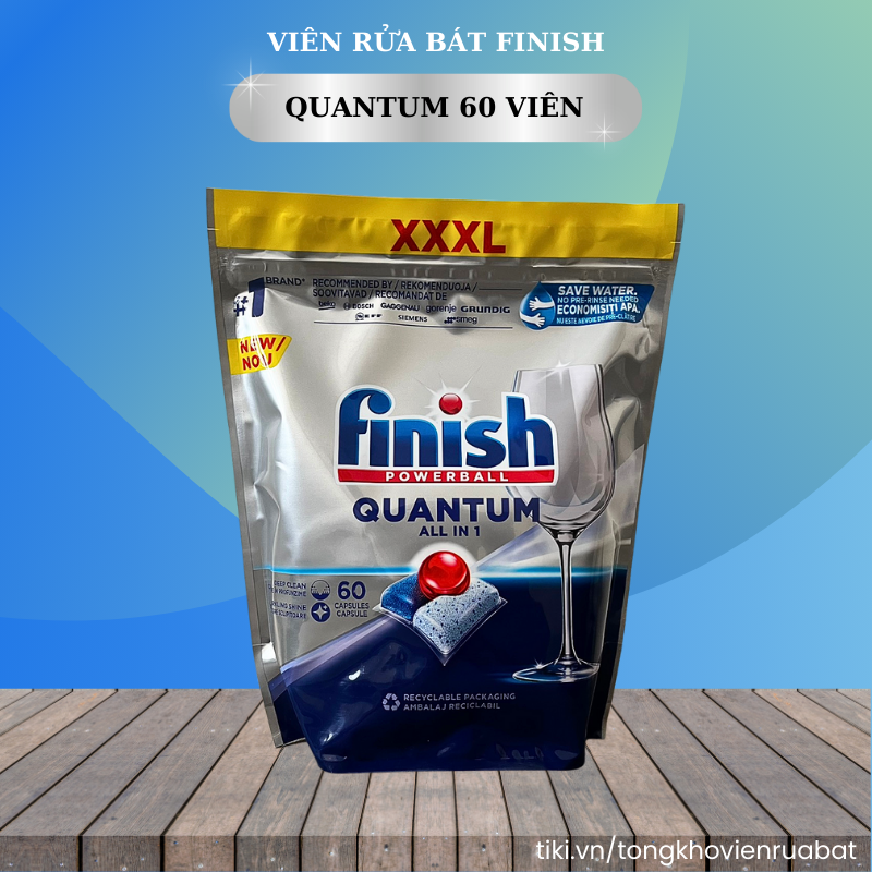 Viên rửa bát chén Finish Quantum  60 viên (Nk Đức )
